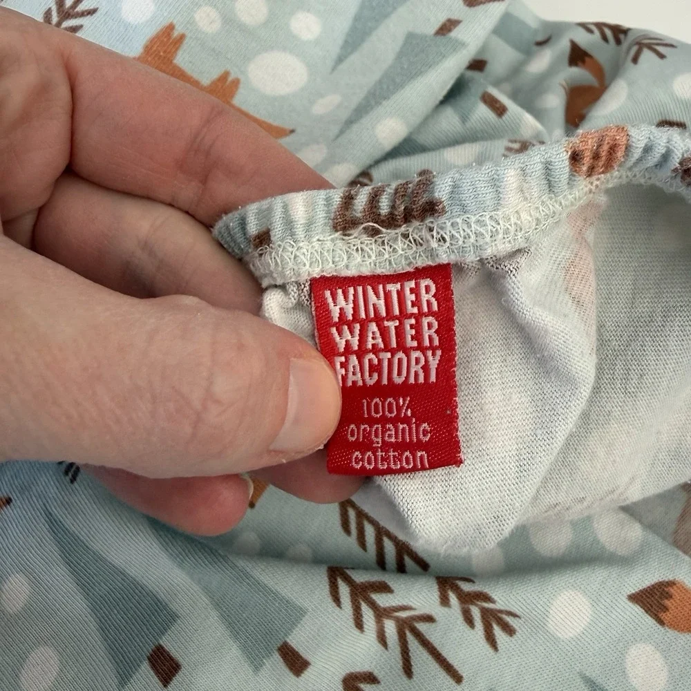 Winter Water Factory WWF Organic Cotton Crib Sheet Winter Fox Blue Made In USA